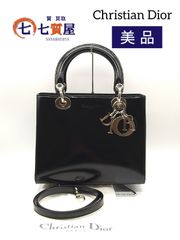 【美品】Christian Dior クリスチャンディオール レディディオール ブラック×シルバー金具 2Wayハンドバッグ ショルダーバッグ