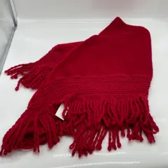 KO3415□LANVIN PARIS ランバン 三角 ストール ショール フリンジ レッド フランス製のサムネイル