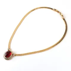 MHR0099 美品 NINA RICCI ニナリッチ カラーストーン ネックレス ヴィンテージ ゴールド×レッド