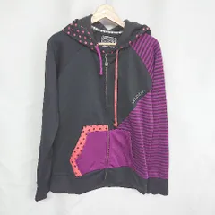 ◇ ⊇ VOLCOM ボルコム 綿混合 ドット柄 ボーダー 長袖 パーカー サイズL ブラック系 レディース E  【1409240041511】のサムネイル