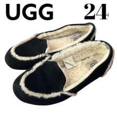 極美 UGGアグ タゴタ モカシン ローファー ブラック×シルバースワロ 24