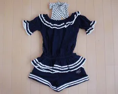 バナナチップス banana chips アウトレット 子供服 女の子 130cm 半袖 ブラウス ショートパンツ 2点 紺 白 マリンデザイン 春 夏 ★3 ガールズ 女児 キッズ 【中古】 ユーズド リサイクル 古着