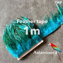 ◾️⭐︎【TW5 アクア】1m 羽根 フェザー テープ リボン 鳥の羽根 鳥 羽