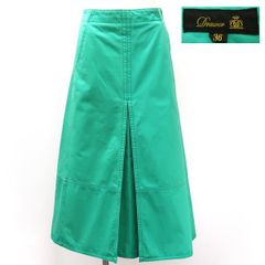 Drawer コットンツイル切り替えスカート 6524-299-1569 コットン #36 KELLY ブルーグリーン系 ヴィンテージ加工 デニム ドゥロワー ◆送料込◆質屋-8488