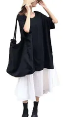 【特価商品】スウェッ カラー ト バイ ドッキング フレアー 異素材 シフォン ワンピース [ニブンノイチプラス] レディース [1/2plus]