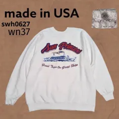 古着B.J.DesignプリントラグランスウェットトレーナーXLホワイトUSA製 swh0627