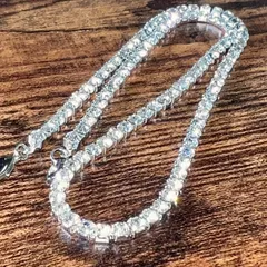 在庫一掃セール 18inch高品質CZダイヤ テニス ネックレス シルバー bling-bling HIPHOP ブリンブリン おしゃれ ゴージャス 送料込