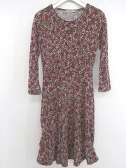 ◇ FILLE A SUIVRE 花柄 七分袖 ミニ ワンピース ブラック レッド グレー系 レディース P  【1301110002380】