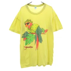 Sun Island サン アイランド 90s オールド バード プリント 半袖 Tシャツ XL イエロー シングルステッチ メンズ 古着