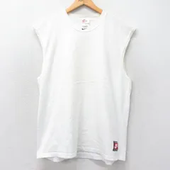 XL/古着 ナイキ NIKE ノースリーブ ビンテージ Tシャツ メンズ 90s ワンポイントロゴ センタースウォッシュ コットン クルーネック 白 ホワ
