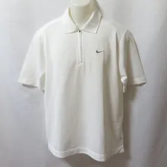 古着 メンズM NIKE/ナイキ ゴルフウェア ポロシャツ 半袖 ハーフジップ ホワイト/グレー 204030-100 fg4562