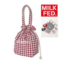 クーラーバッグ 保冷バッグ ミルクフェド MILKFED GINGHAM DRAWSTRING COOLER BAG 103241053010 ランチトート お弁当 保冷 トートバッグ 巾着 巾着袋 巾着トート 赤 レッド ブランド チェック ギンガムチェック