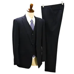 美品 MAJI TASMANIA BLEND 3ピース 2つボタン シングルスーツ A7 L ダークネイビー チェック ノータック 春秋 合物 665300  5NC007 【送料無料】【中古】【メンズビジネス】202503