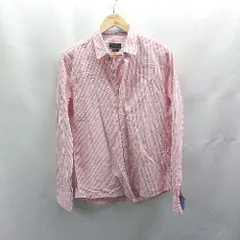 ◇ ⊂ ZARA ザラ 綿100% ストライプ柄 長袖 シャツ サイズM ピンク系 ホワイト メンズ E  【1503310007855】