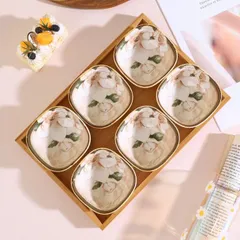【6個セット】白ツバキ 小皿 上品 かわいい ヨーロッパ 食器 小鉢 サラダ鉢 醤油皿 レトロ セラミック ギフト 北欧* 雑貨 限定 陶器 おしゃれ 希少 プレゼント 激安 レア インテリア 海外