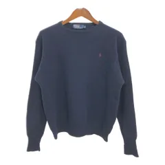 90年代 Polo by Ralph Lauren ポロ ラルフローレン ラムウール ニット セーター ネイビー (メンズ XL) 中古 古着 R1582