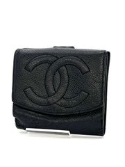 CHANEL シャネル ココマーク 二つ折り 財布 キャビアスキン ブラック 07BS181