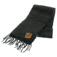 LOEWE (ロエベ) ロゴ レザーパッチ ウール モヘヤ アナグラム マフラー ブラック