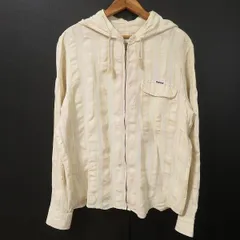 #snc パパス Papas ブルゾン ジャケット M アイボリー 黄 麻 ストライプ フード付き ジップアップ ロゴ 薄手 メンズ [929628]のサムネイル