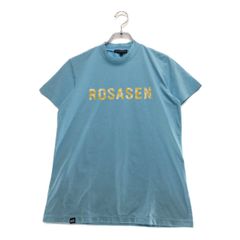 中古 レディース ロサーセン ROSASEN 半袖シャツ L 水色 ライトブルー モックネック カモフラ柄
