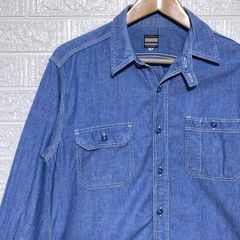 桃太郎ジーンズ　デニムシャツ　ダブルポケット　ワークシャツ　ブルー