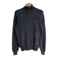 Polo by Ralph Lauren ポロ ラルフローレン ハーフジップ コットン ニット セーター ネイビー (メンズ S) 中古 古着 S3670