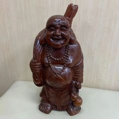 【✨縁起物✨】布袋様　七福神　木彫り　置物　木製　像　インテリア　アンティーク　神様　昭和　レトロ　コレクション　神　小物　おしゃれ　かわいい　日本　ジャパン　木　日本古来　骨董品　貴重品　骨董　希少　レア　縁起　風水　置き物