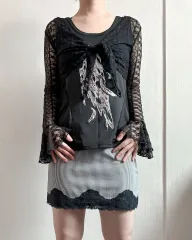 【雷市場（ポンジャン）商品韓国直送】Lace tied bolero cardigan