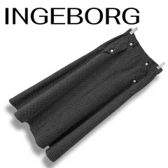 INGEBORG インゲボルグ 総柄フレアスカート レディースロングスカート ドット柄 飾りボタン ブラック 水玉 412OC