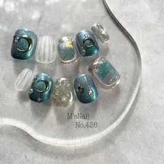 ネイルチップ チップ 青 ちゅるん うるうる 月 空