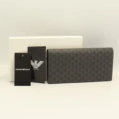 箱付き 美品 エンポリオアルマーニ 長財布 Y4R060 グレー×ブラックカラー メンズ長財布 2000000 NSK MTM