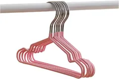 popomyul 犬用ハンガー 小型犬 ずれ落ちない ステンレス製ラバー加工 ペット用品収納 10本セット ベビーハンガー 軽量＆耐久性 実用派ハンガー(ピンク,  Sサイズ（21cmx14cm）)