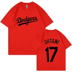 ⚾メンズ ロサンゼルス・ドジャース 大谷翔平 17番 Tシャツ 半袖 ユニセックス アメリカンスタイル 野球ファッション 練習着兼用 レッド