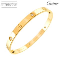 カルティエ Cartier ラブ ブレス ハーフ ダイヤ 4P #16 K18 YG 750 ブレスレット バングル Love Bracelet 90282490