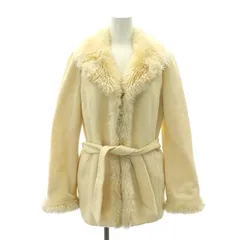 バーバリーブルーレーベル BURBERRY BLUE LABEL フェイクファー ショートコート アウター ベルト付き 38 アイボリー /HK ■OS