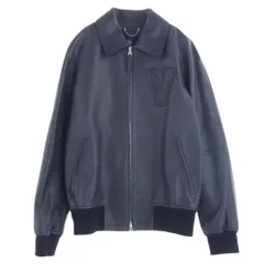 LOUIS VUITTON ルイ・ヴィトン レザージャケット Vロゴ リブ切替 ヴァーシティー レザー ジャケット スタジャン ダークグレー系 46【中古】のサムネイル