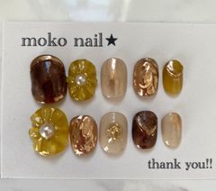 お花ぷっくり❤︎ニュアンスマスタード