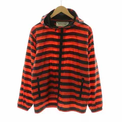 オニツカタイガー Onitsuka Tiger アンドレアポンピリオ ANDREA POMPILIO ジップアップパーカー ジャケット フーディー ボーダー 長袖 ロゴワッペン フード M 赤 レッド 黒 ブラック /NQ
