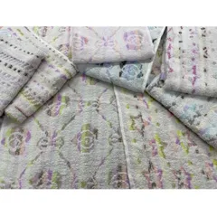 タオル フェイスタオル 無撚糸 ふんわり 【ポスト投函便 】かわいい おしゃれ ジャガード 薄手 お財布 やさしい カラフル ブルー系 ピンク系 ローズ スター ランダムドット