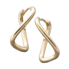 【ゴールド×ピアス】[Cream dot. クリームドット公式] ピアス レディース キャッチレス 中折れ 開閉式 ワンタッチ フープ クロスライン 変形 メタル 艶 ひねり シンプル 大人 上品