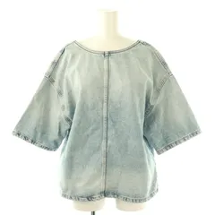 ザラ ZARA デニム 半袖カットソー バックVネック コットン XS ライトブルー /NR ■OS