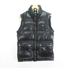 バーバリーブラックレーベル BURBERRY BLACK LABEL ダウンベスト アウター ジップアップ ロゴ 裏チェック L ブラック ※EKMのサムネイル