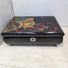 9 S97658 漆器 宝石箱 オルゴール付き アクセサリーボックス Box アンティーク 骨董 美品