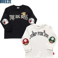 BREEZE スーパーマリオ エルボーパッチ Tシャツ 子供服 長袖 キッズ 男の子 女の子 保育園 幼稚園 小学校 80 90 100 110 120 130 140