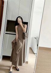 着まわし抜群 セットアップ ワンピース ロングスカート 長袖 セーター ニットトップス