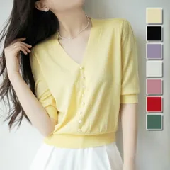 フェイクパールVネックニット 韓国ファッション 10代 20代 30代 カジュアル きれいめ Vネック パール  サマーニット 首元 細長く 可愛い