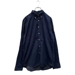 TOMMY HILFIGER 長袖 柄シャツ M ネイビー トミーヒルフィガー ドット柄 ボタンダウン ワンポイントロゴ 古着卸 アメリカ仕入 a603-6414