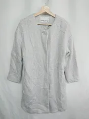 ■ ⊇ NATURAL BEAUTY BASIC 長袖 ノーカラーコート サイズM ライトグレー系 レディース E  【1409240042969】