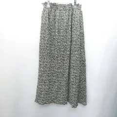 ◇ ehka sopo エヘカソポ 総柄 ロング フレア スカート サイズF ブラック系 レディース E  【1407180034198】