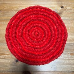 ハンドメイド　ビッグベレー　タム　赤グラデーション　58〜62センチくらい　ウールミックス　メンズ　レディース　ココナッツ